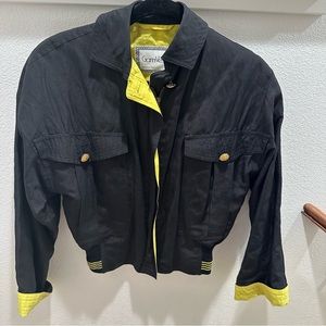 Gianni Versace bomber jacket black and yellow size 38?
